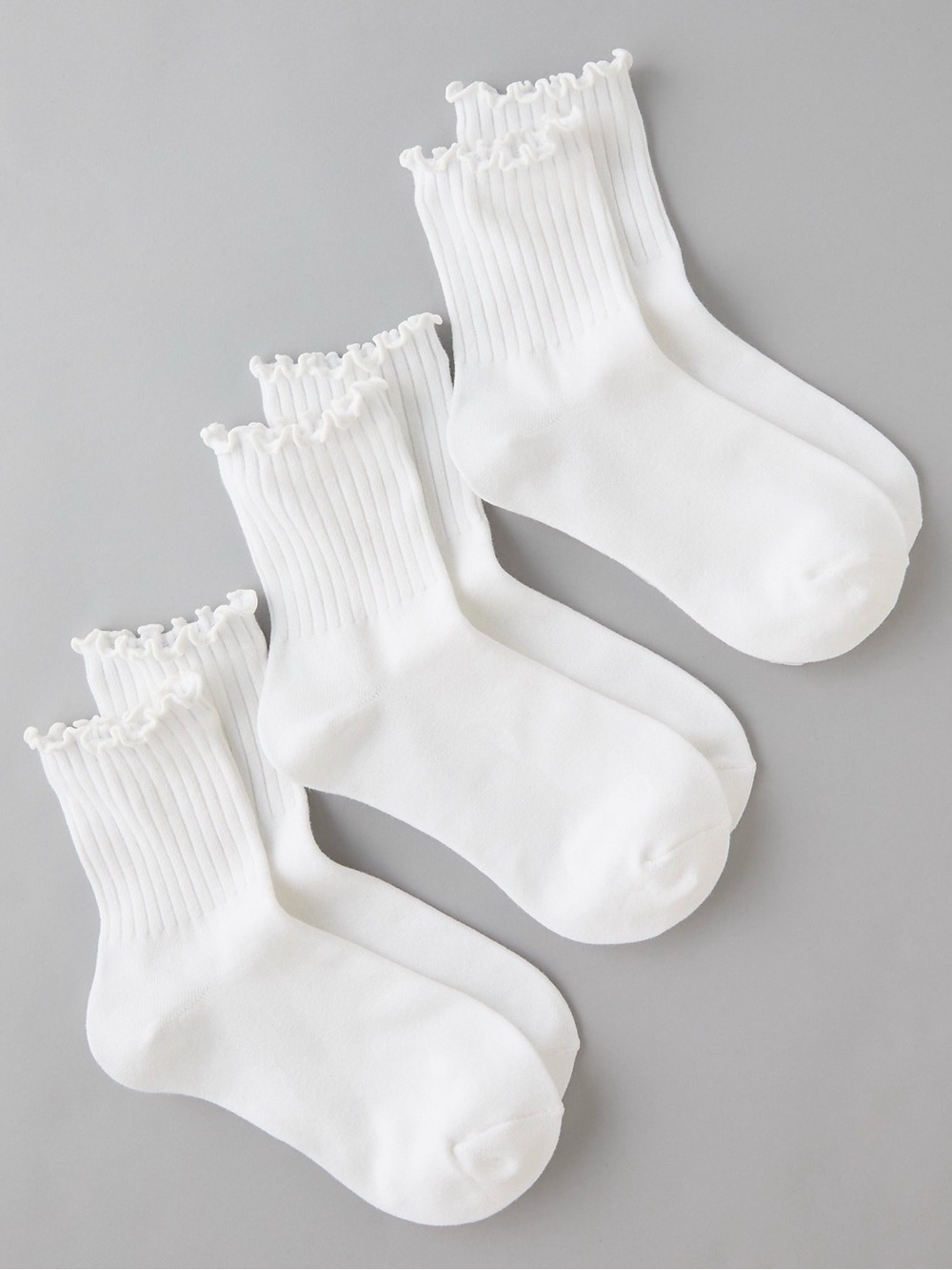 American Eagle Coquette Ruffled Crew Socks 3-Pack White Balletcore Girly NWT